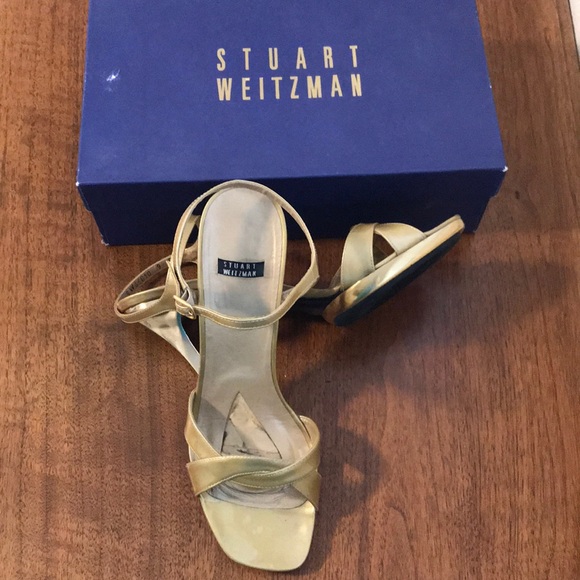 Stuart Weitzman Shoes - Stuart Weitzman 4” Heel Metallic Gold Sandals